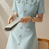 Elegant Short Sleeve Blazer Dress - liwisi
