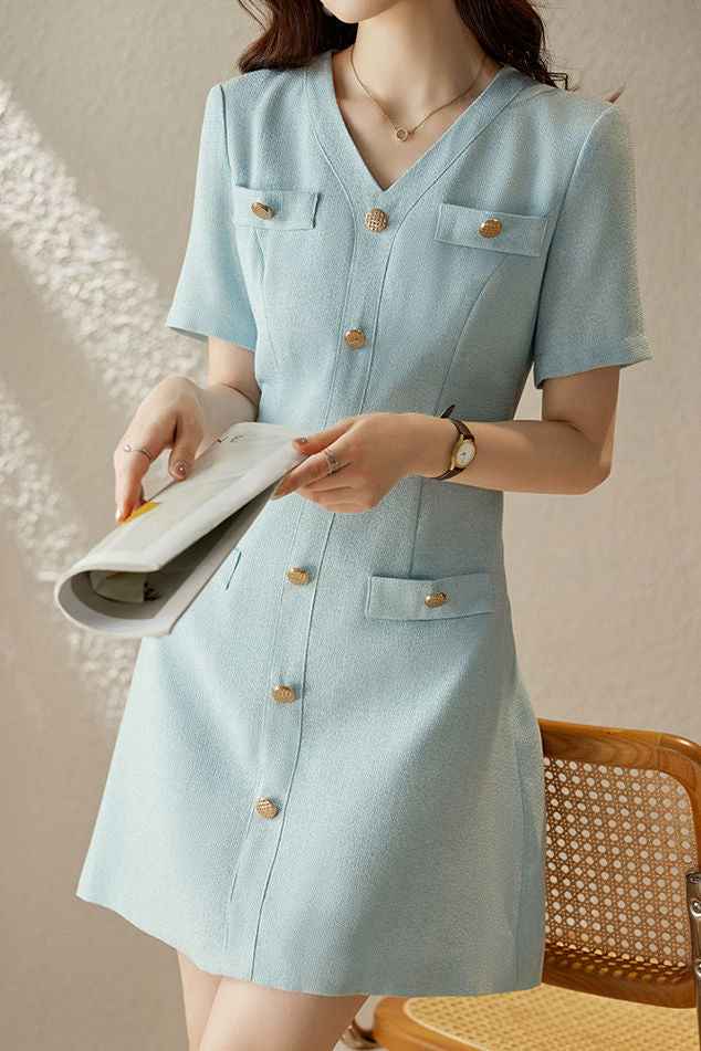 Elegant Short Sleeve Blazer Dress - liwisi