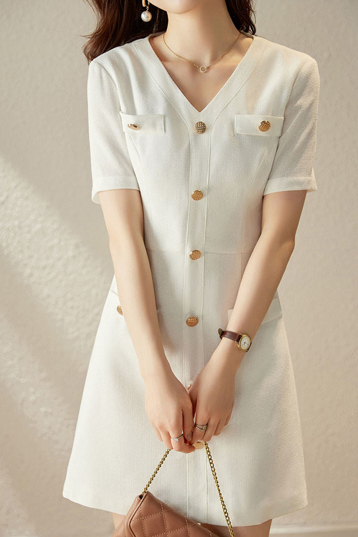 Elegant Short Sleeve Blazer Dress - liwisi