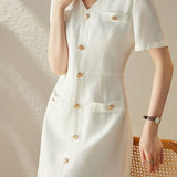 Elegant Short Sleeve Blazer Dress - liwisi