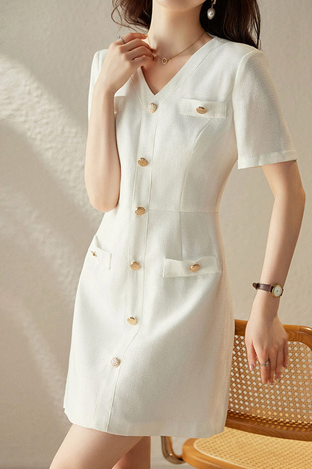 Elegant Short Sleeve Blazer Dress - liwisi