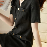 Elegant Short Sleeve Blazer Dress - liwisi