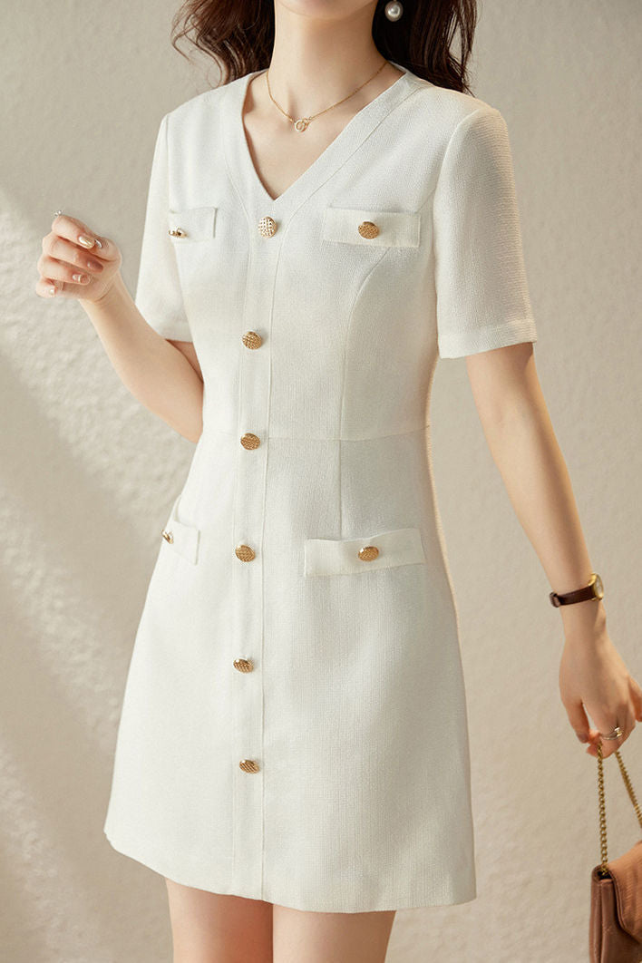 Elegant Short Sleeve Blazer Dress - liwisi