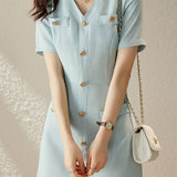 Elegant Short Sleeve Blazer Dress - liwisi