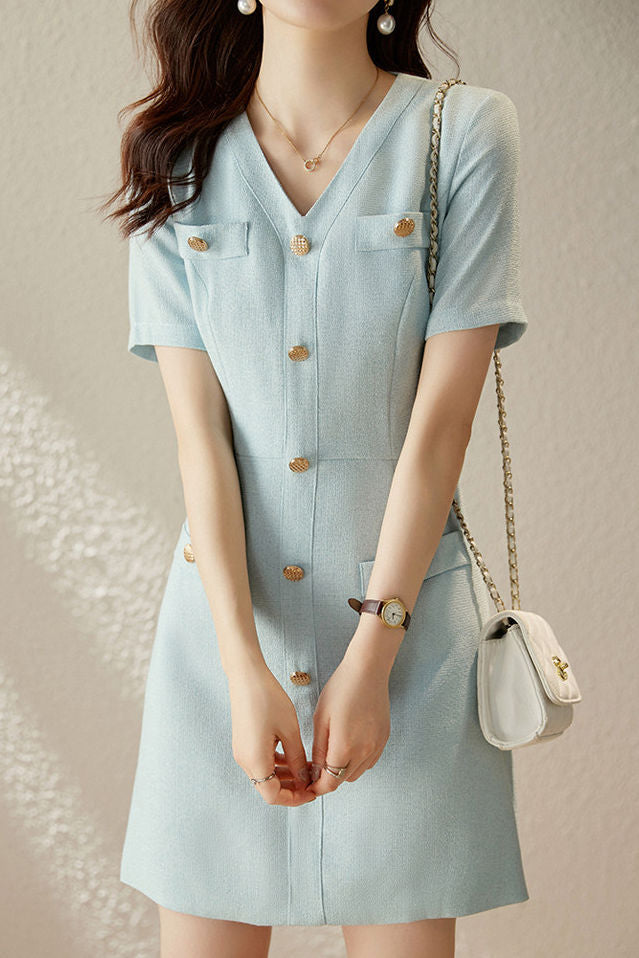 Elegant Short Sleeve Blazer Dress - liwisi