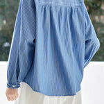 Casual Ruffle Collar Striped Shirt - liwisi