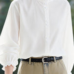 Casual Ruffle Collar Striped Shirt - liwisi