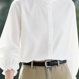 Casual Ruffle Collar Striped Shirt - liwisi