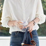 Casual Ruffle Collar Striped Shirt - liwisi