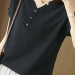 Casual Half-Placket Button V-Neck Knitted Top - liwisi