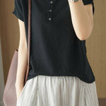 Casual Half-Placket Button V-Neck Knitted Top - liwisi