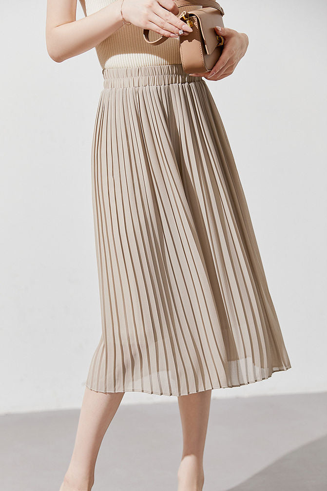 Casual Pleated Elastic Waist Skort - liwisi
