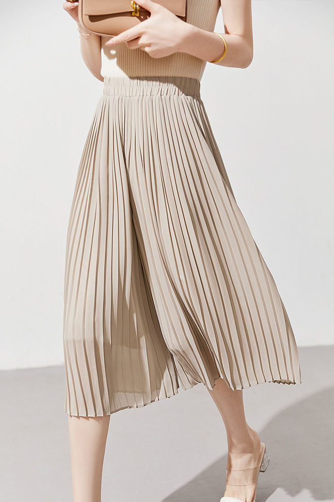 Casual Pleated Elastic Waist Skort - liwisi