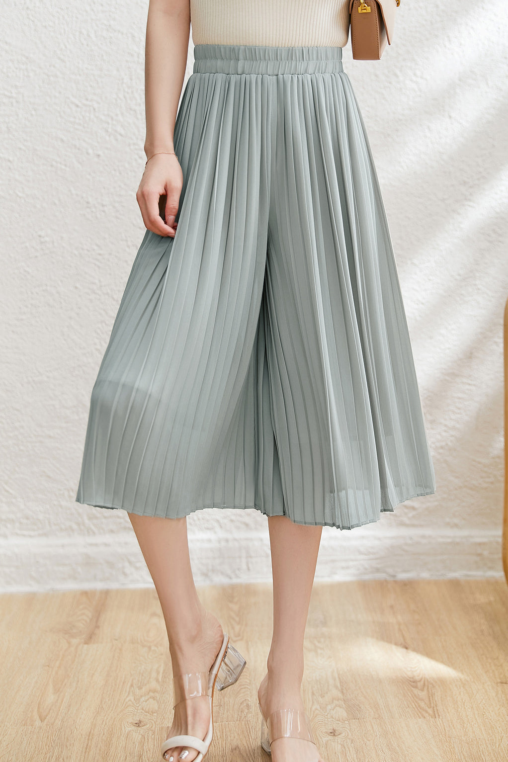 Casual Pleated Elastic Waist Skort - liwisi