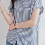Casual Lapel Vertical Striped Shirt - liwisi