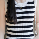 Casual Striped Crew Neck Knitted Vest - liwisi