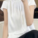 Casual Ruffle Collar Satin Shirt - liwisi