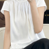 Casual Ruffle Collar Satin Shirt - liwisi