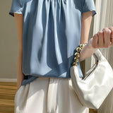 Casual Ruffle Collar Satin Shirt - liwisi