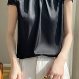 Casual Ruffle Collar Satin Shirt - liwisi