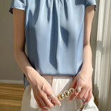 Casual Ruffle Collar Satin Shirt - liwisi
