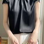 Casual Ruffle Collar Satin Shirt - liwisi