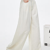 Casual Elastic Back Waist Pleated Wide-Leg Pants - liwisi