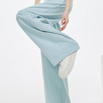 Casual Elastic Back Waist Pleated Wide-Leg Pants - liwisi