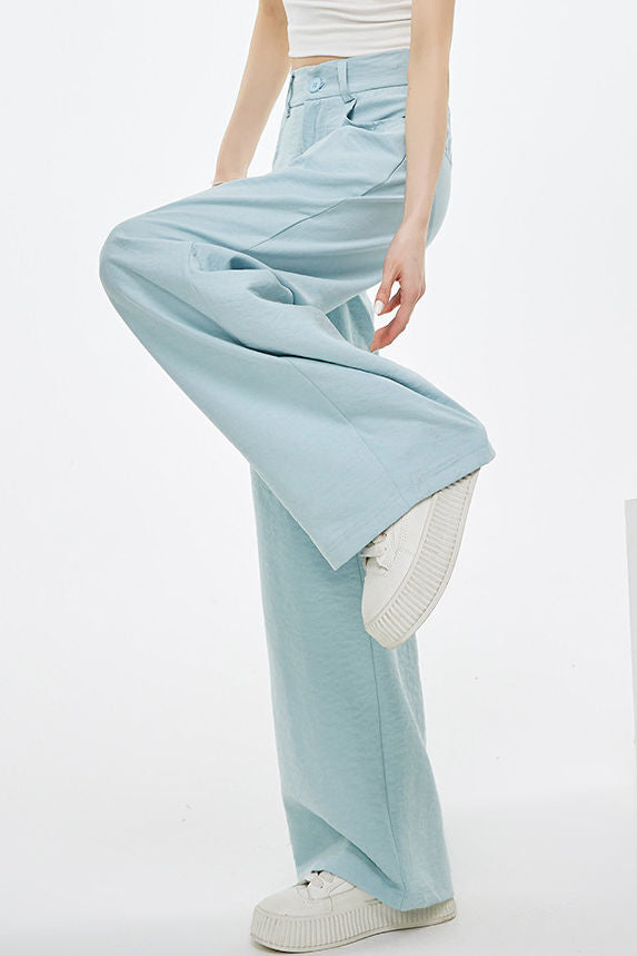 Casual Elastic Back Waist Pleated Wide-Leg Pants - liwisi