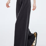 Casual Elastic Back Waist Pleated Wide-Leg Pants - liwisi