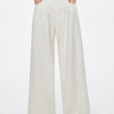 Casual Elastic Back Waist Pleated Wide-Leg Pants - liwisi