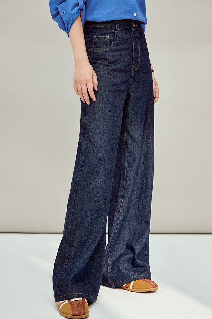 Casual Retro High-Waisted Wide-Leg Jeans - liwisi