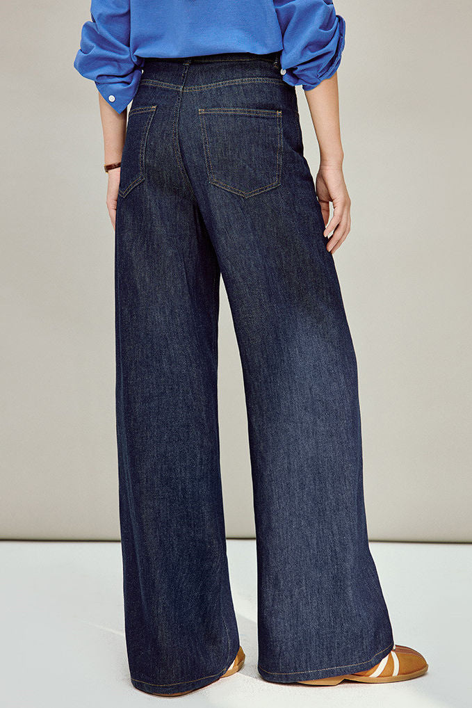 Casual Retro High-Waisted Wide-Leg Jeans - liwisi