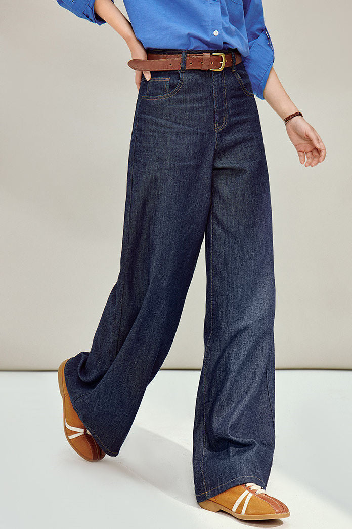 Casual Retro High-Waisted Wide-Leg Jeans - liwisi