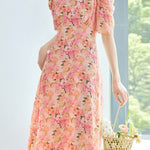 Elegant Floral Puff Sleeve Dress - liwisi