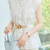 Casual Flutter Sleeve Waist-Cinched Shirt - liwisi