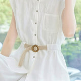 Casual Flutter Sleeve Waist-Cinched Shirt - liwisi