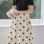 Casual Fake Two-Piece Polka Dot Dress - liwisi