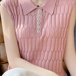 Casual Sleeveless Lapel Knitted Vest - liwisi