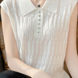 Casual Sleeveless Lapel Knitted Vest - liwisi