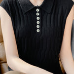 Casual Sleeveless Lapel Knitted Vest - liwisi