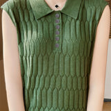 Casual Sleeveless Lapel Knitted Vest - liwisi