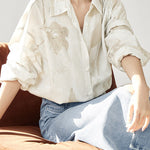 Casual Geometric Plant Lapel Shirt - liwisi