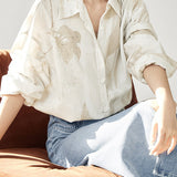 Casual Geometric Plant Lapel Shirt - liwisi