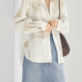 Casual Geometric Plant Lapel Shirt - liwisi