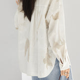 Casual Geometric Plant Lapel Shirt - liwisi