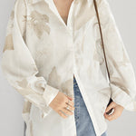 Casual Geometric Plant Lapel Shirt - liwisi