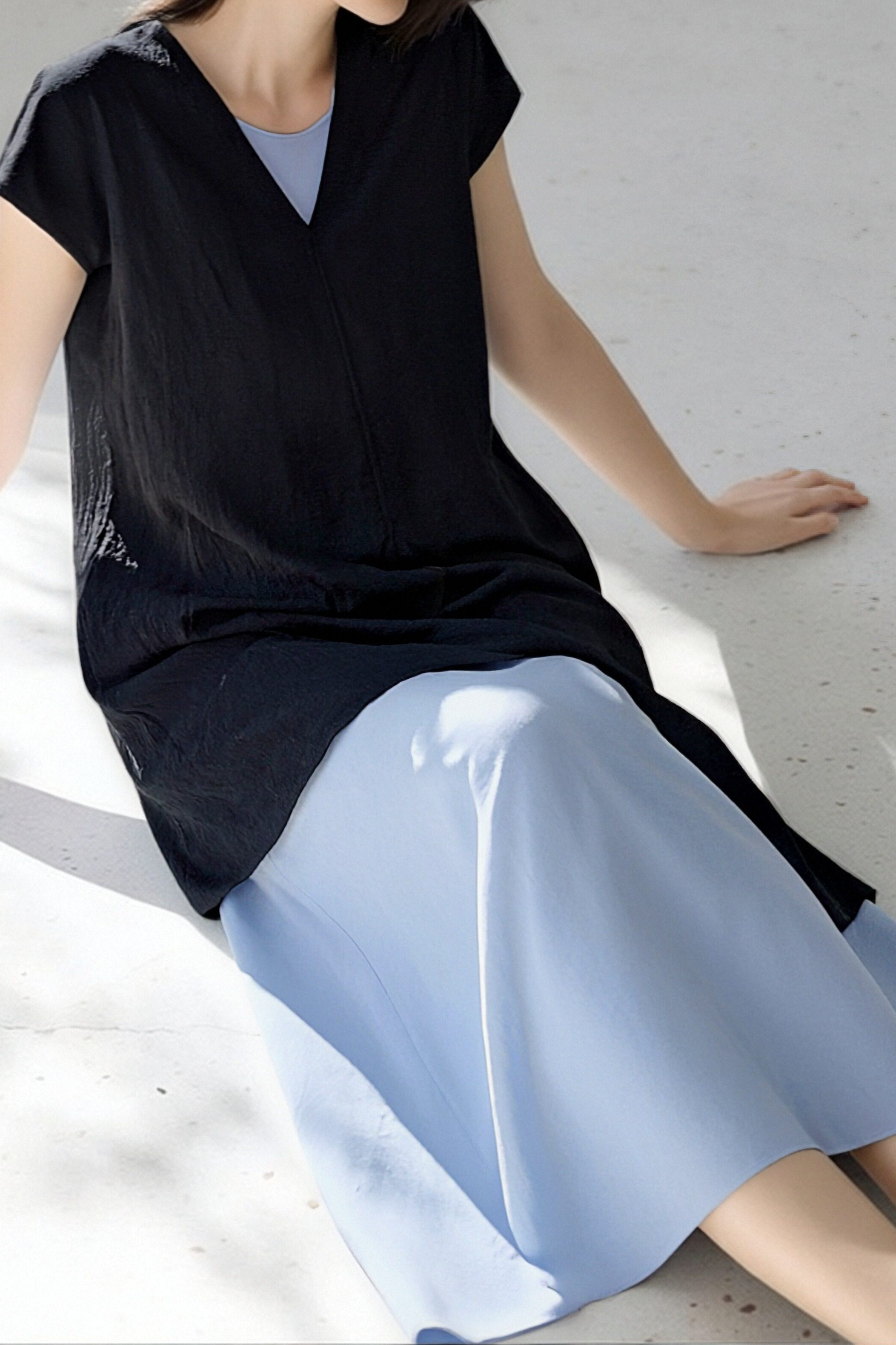 Casual V-Neck Sleeveless Shirt & Slip Dress Set - liwisi