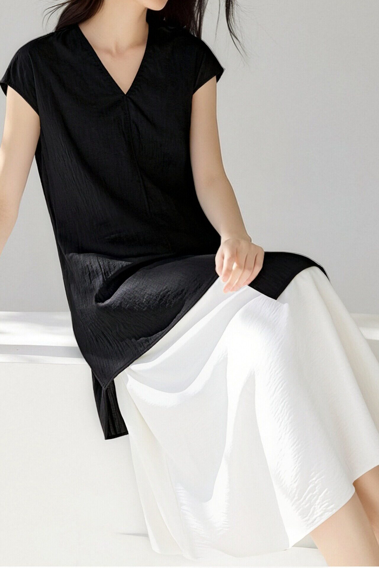 Casual V-Neck Sleeveless Shirt & Slip Dress Set - liwisi