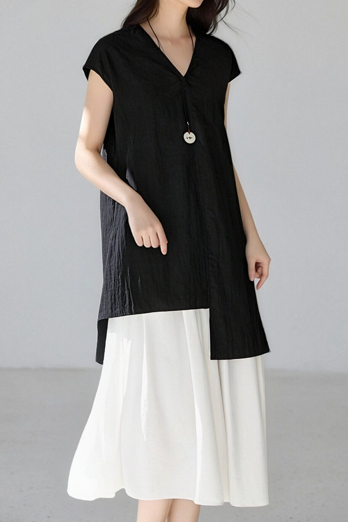 Casual V-Neck Sleeveless Shirt & Slip Dress Set - liwisi